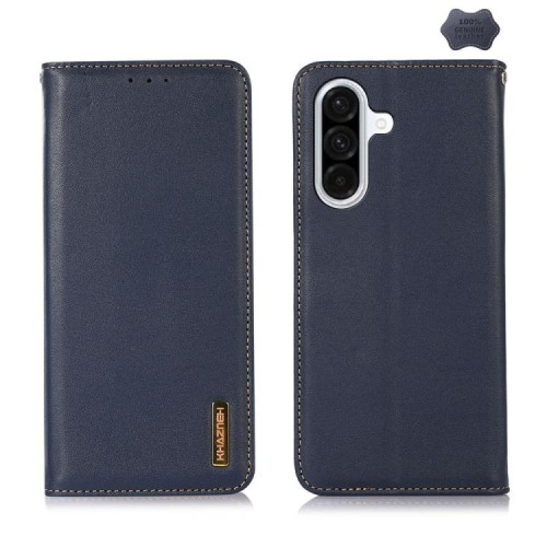 Skórzane Etui Pokrowiec KHAZNEH do Samsung Galaxy S25 FE granatowe