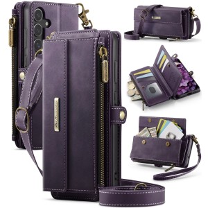 CASEME Etui Portfel Pokrowiec RFiD do Samsung Galaxy S25 FE fioletowe
