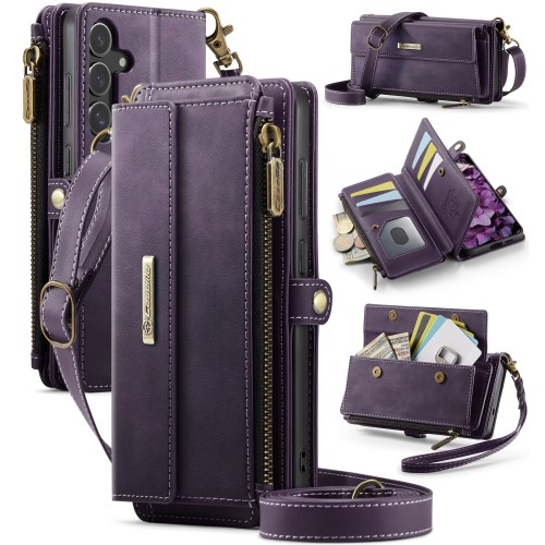 CASEME Etui Portfel Pokrowiec RFiD do Samsung Galaxy S25 FE fioletowe