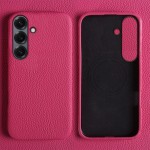 Skórzane Magnetyczne Etui do Samsung Galaxy S25 FE różowe
