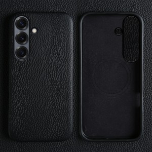 Skórzane Magnetyczne Etui do Samsung Galaxy S25 FE czarne