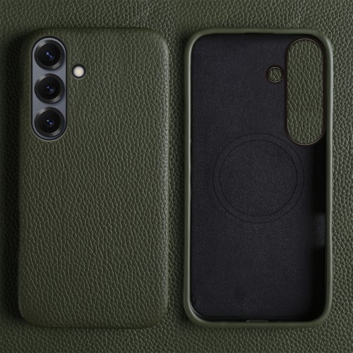 Skórzane Magnetyczne Etui do Samsung Galaxy A57 zielone