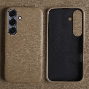 Skórzane Magnetyczne Etui do Samsung Galaxy A57 khaki