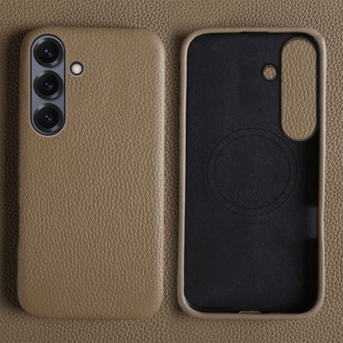 Skórzane Magnetyczne Etui do Samsung Galaxy A57 khaki