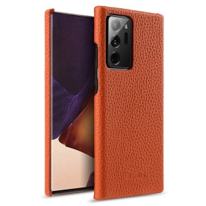 MELKCO Skórzane Etui Obudowa Plecki do Samsung Galaxy Note 20 Ultra pomarańczowe