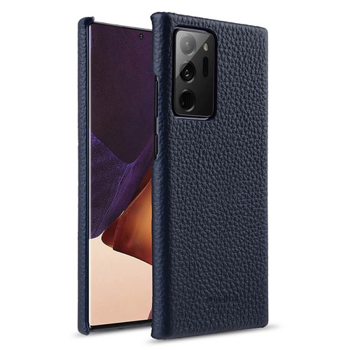 MELKCO Skórzane Etui Obudowa Plecki do Samsung Galaxy Note 20 Ultra granatowe