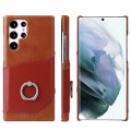 Fierre Shann Skórzane Etui do Samsung Galaxy S22 Ultra 5G brązowe
