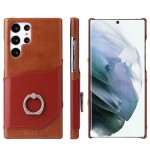 Fierre Shann Skórzane Etui do Samsung Galaxy S22 Ultra 5G brązowe