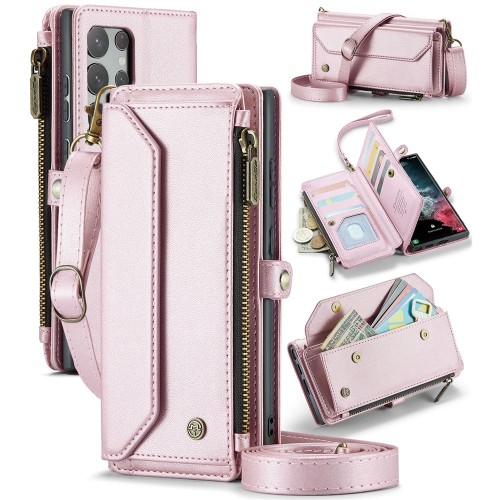 CASEME Etui Pokrowiec Portfel do Samsung Galaxy S22 Ultra różowy