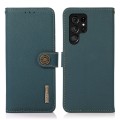 KHAZNEH Skórzane Etui Pokrowiec z RFiD do Samsung Galaxy S22 Ultra zielone
