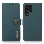 KHAZNEH Skórzane Etui Pokrowiec z RFiD do Samsung Galaxy S22 Ultra zielone