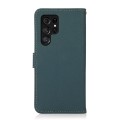 KHAZNEH Skórzane Etui Pokrowiec z RFiD do Samsung Galaxy S22 Ultra zielone