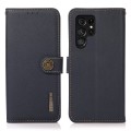 KHAZNEH Skórzane Etui Pokrowiec z RFiD do Samsung Galaxy S22 Ultra granatowe