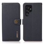 KHAZNEH Skórzane Etui Pokrowiec z RFiD do Samsung Galaxy S22 Ultra granatowe