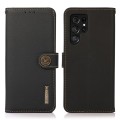KHAZNEH Skórzane Etui Pokrowiec z RFiD do Samsung Galaxy S22 Ultra czarne