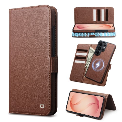 QIALINO Eleganckie Wyjmowane Etui do Samsung Galaxy S26 Ultra brązowe