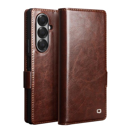 QIALINO Eleganckie Skórzane Etui do Samsung Galaxy Z Fold7 brązowe