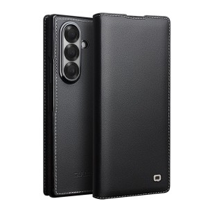 QIALINO Eleganckie Skórzane Matowe Etui do Samsung Galaxy Z Fold7 czarne