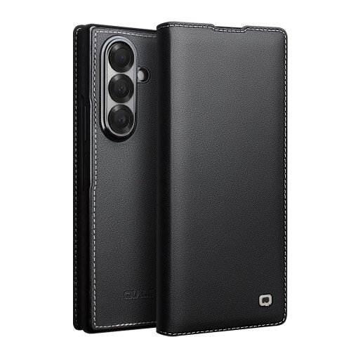 QIALINO Eleganckie Skórzane Matowe Etui do Samsung Galaxy Z Fold7 czarne