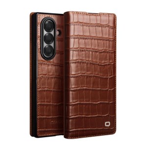 QIALINO Eleganckie Skórzane Etui do Samsung Galaxy Z Fold7 brązowe