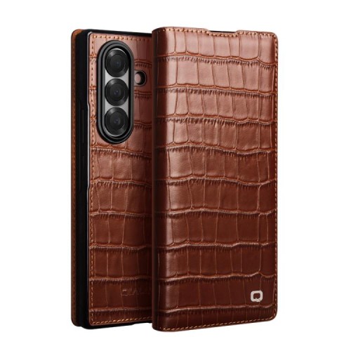 QIALINO Eleganckie Skórzane Etui do Samsung Galaxy Z Fold7 brązowe