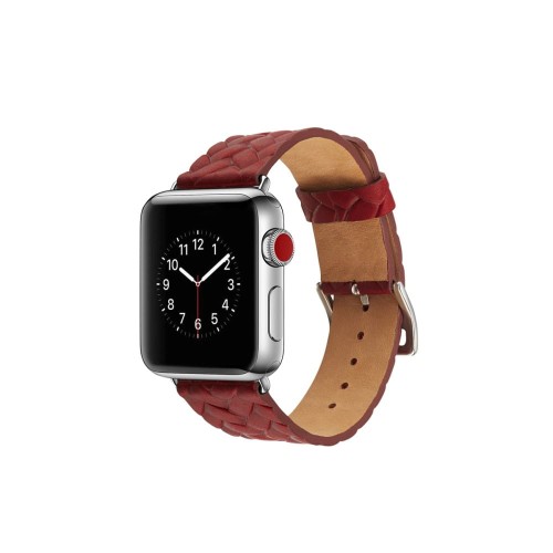 Skórzany Mocny Pasek do Apple Watch 38mm / 40mm czerwony