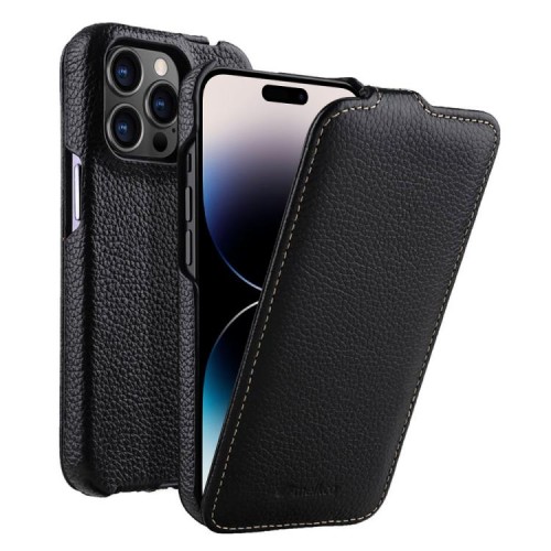 MELKCO MagSafe Skórzane Etui z Klapką do iPhone 14 Pro Max czarne