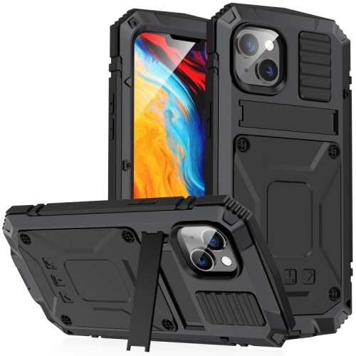 R-JUST Pancerne Etui Antywstrząsowe do iPhone 14 Plus czarne