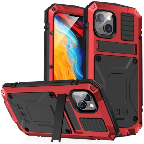R-JUST Pancerne Etui Antywstrząsowe do iPhone 14 Plus czerwone