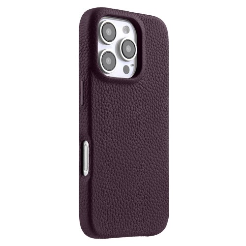 MELKCO Skórzane Etui Obudowa MagSafe do iPhone 16 Pro fioletowe