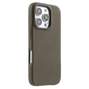MELKCO Skórzane Etui Obudowa MagSafe do iPhone 16 Pro szare