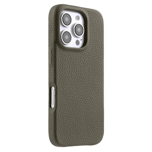 MELKCO Skórzane Etui Obudowa MagSafe do iPhone 16 Pro szare