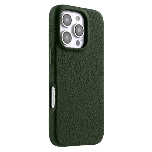 MELKCO Skórzane Etui Obudowa MagSafe do iPhone 16 Pro zielone