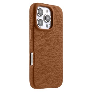 MELKCO Skórzane Etui Obudowa MagSafe do iPhone 16 Pro brązowe