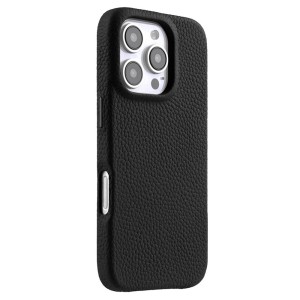 MELKCO Skórzane Etui Obudowa MagSafe do iPhone 16 Pro czarne