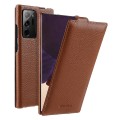 MELKCO Skórzane Etui Pionowe do Samsung Galaxy Note 20 Ultra brązowe