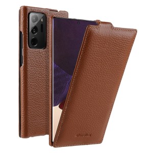 MELKCO Skórzane Etui Pionowe do Samsung Galaxy Note 20 Ultra brązowe