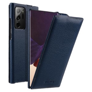 MELKCO Skórzane Etui Pionowe do Samsung Galaxy Note 20 Ultra granatowe