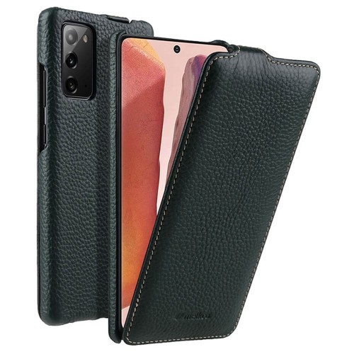 MELKCO Skórzane Etui Pionowe do Samsung Galaxy Note 20 zielone