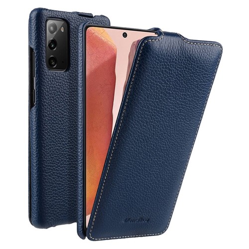 MELKCO Skórzane Etui Pionowe do Samsung Galaxy Note 20 granatowe