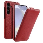 MELKCO Skórzane Etui z Klapką do Samsung Galaxy S24 czerwone