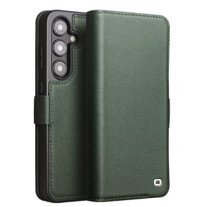 QIALINO Matowe Skórzane Etui do Samsung Galaxy S24+ 5G zielone