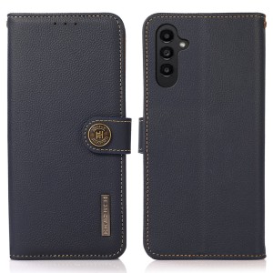 Skórzane Etui Pokrowiec KHAZNEH FRID do Samsung Galaxy S25+ 5G niebieskie