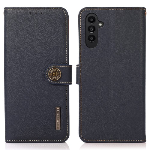 Skórzane Etui Pokrowiec KHAZNEH FRID do Samsung Galaxy S25+ 5G niebieskie