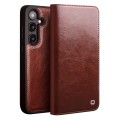 QIALINO Eleganckie Skórzane Etui do Samsung Galaxy S25+ brązowe