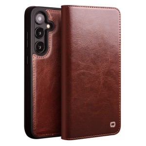 QIALINO Eleganckie Skórzane Etui do Samsung Galaxy S25+ brązowe