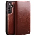 QIALINO Eleganckie Skórzane Etui do Samsung Galaxy S24+ brązowe