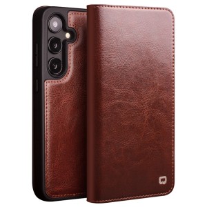 QIALINO Eleganckie Skórzane Etui do Samsung Galaxy S24+ brązowe