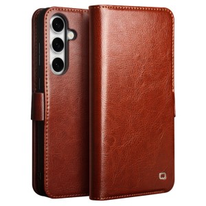 QIALINO Eleganckie Skórzane Etui do Samsung Galaxy S24 FE brązowe