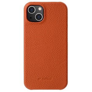 MELKCO Skórzane Etui Obudowa Plecki do iPhone 13 mini pomarańczowe